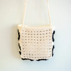 Elena Handbags Small Boho Cotton Knitted Shoulder Bag