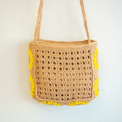 Elena Handbags Small Boho Cotton Knitted Shoulder Bag