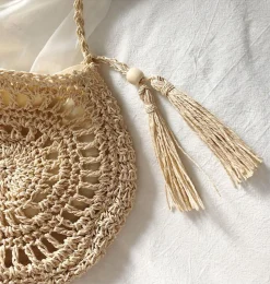 Elena Handbags Small Boho Round Beach Bag