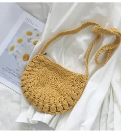 Elena Handbags Small Boho Cotton Knitted Shoulder Bag