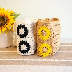 Elena Handbags Small Boho Cotton Knitted Shoulder Bag