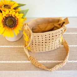 Elena Handbags Small Boho Cotton Knitted Shoulder Bag