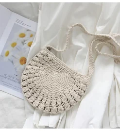 Elena Handbags Small Boho Cotton Knitted Shoulder Bag