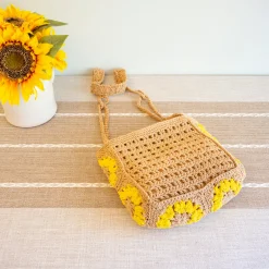 Elena Handbags Small Boho Cotton Knitted Shoulder Bag