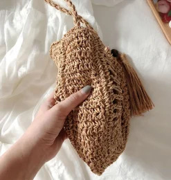 Elena Handbags Small Boho Round Beach Bag