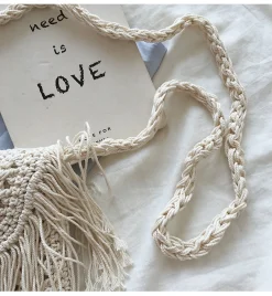 Elena Handbags Small Boho Beach Bag with Tassels
