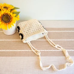 Elena Handbags Small Boho Cotton Knitted Shoulder Bag