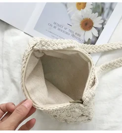 Elena Handbags Small Boho Cotton Knitted Shoulder Bag
