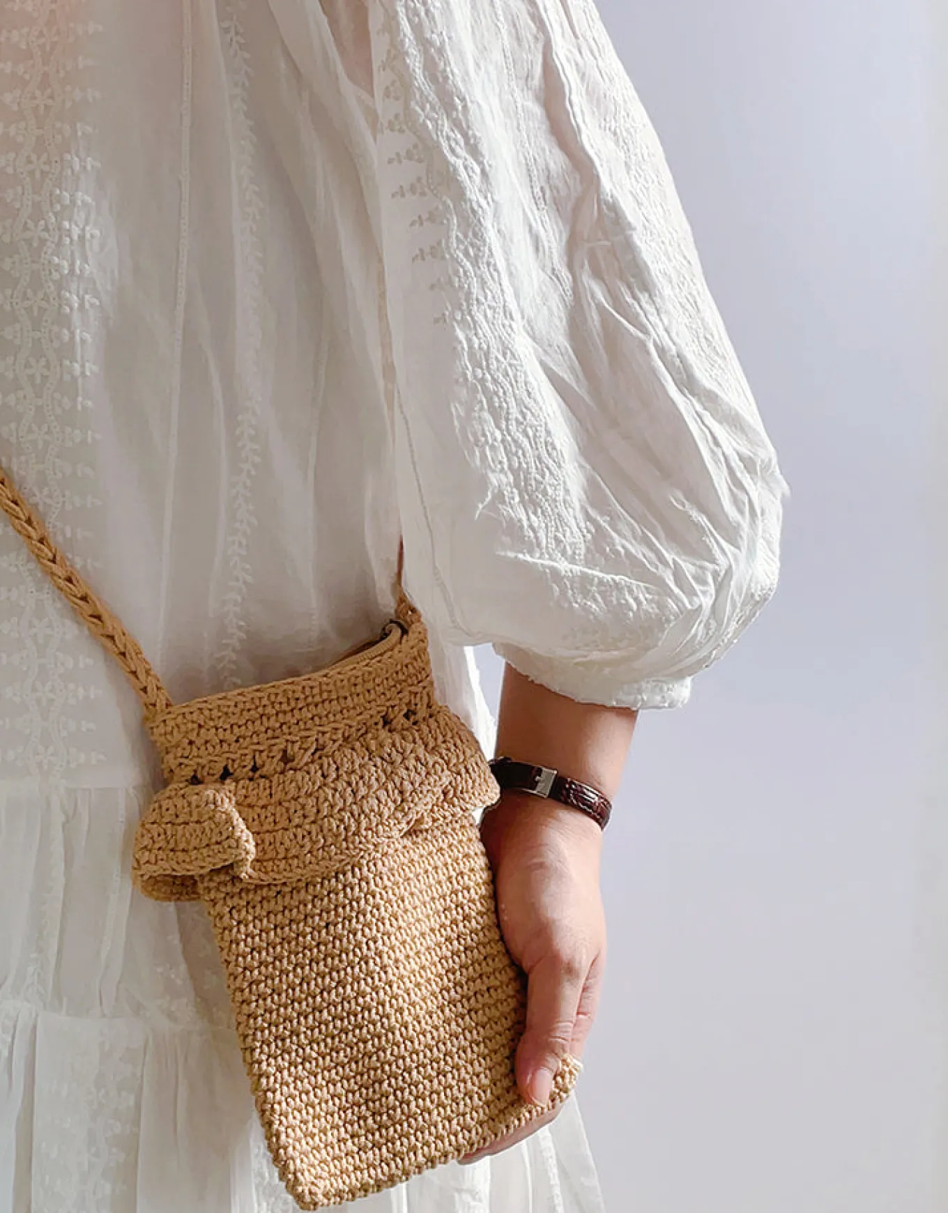 Elena Handbags Small Cotton Knitted Crossbody Bag