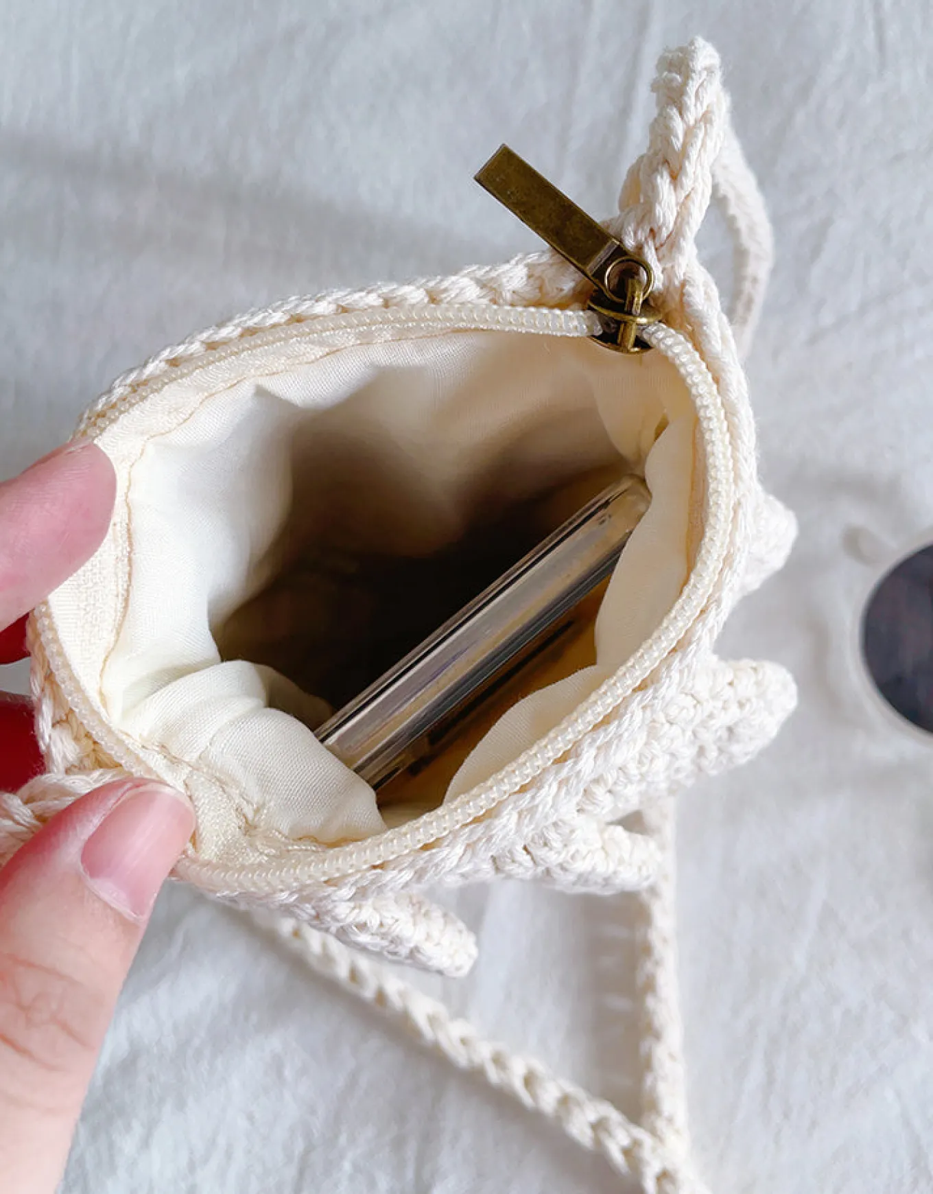 Elena Handbags Small Cotton Knitted Crossbody Bag