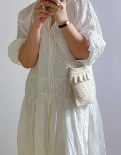Elena Handbags Small Cotton Knitted Crossbody Bag
