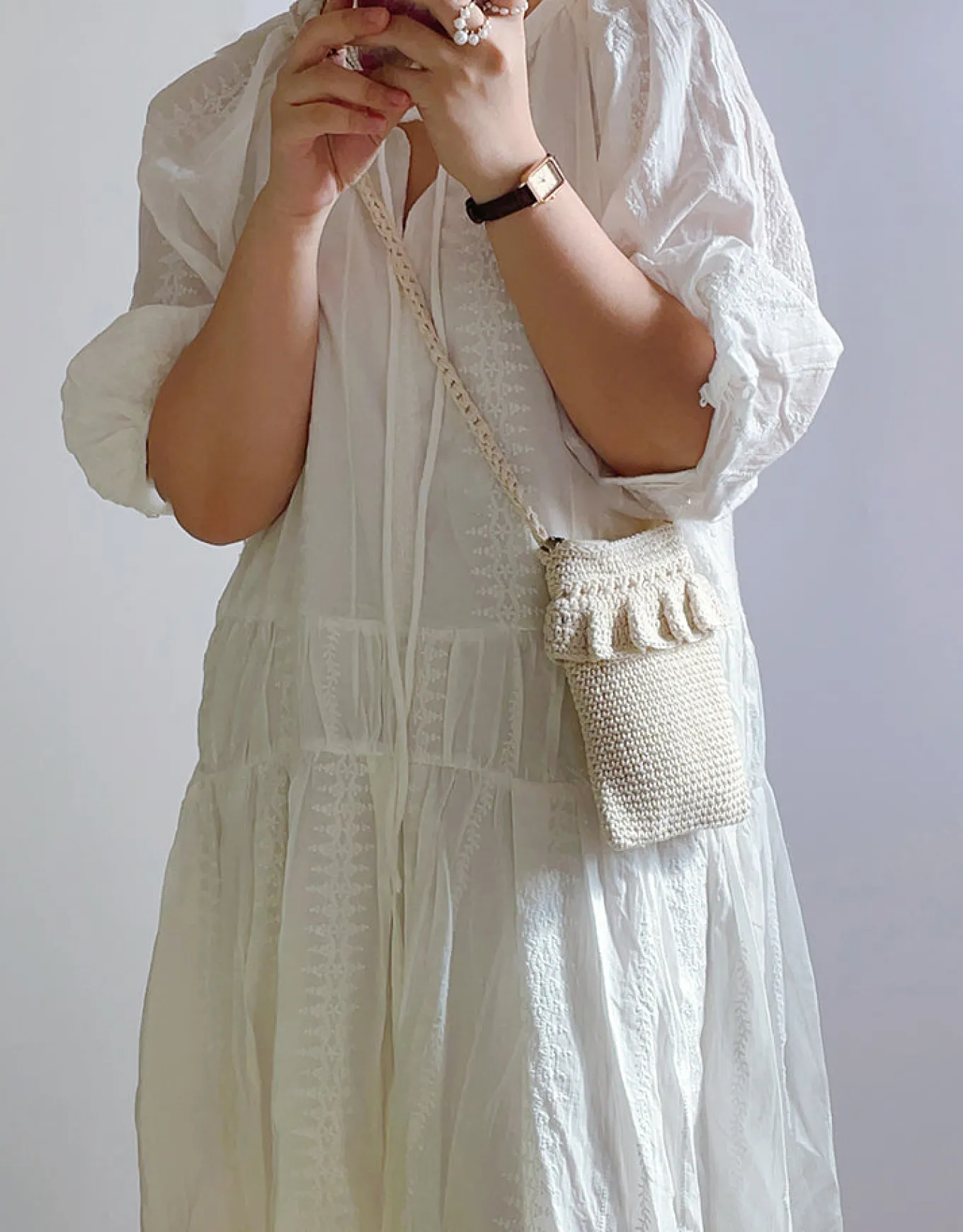 Elena Handbags Small Cotton Knitted Crossbody Bag