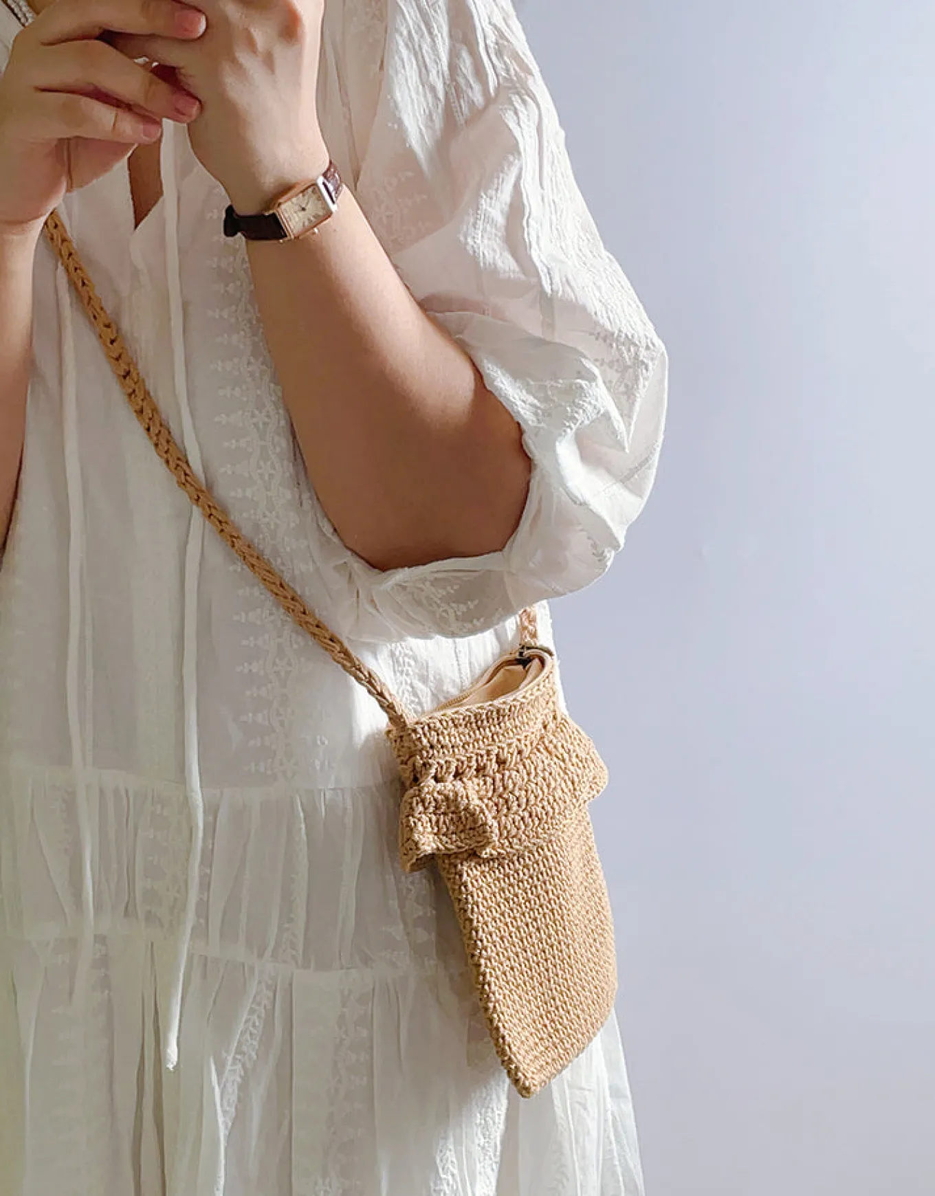 Elena Handbags Small Cotton Knitted Crossbody Bag
