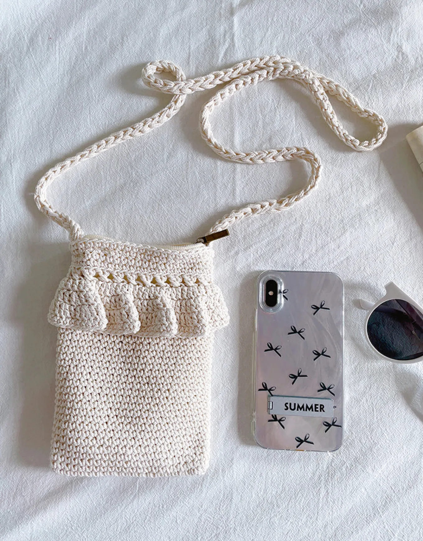 Elena Handbags Small Cotton Knitted Crossbody Bag