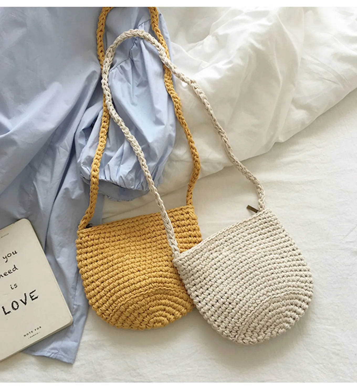 Elena Handbags Small Cotton Knitted Shoulder Bag
