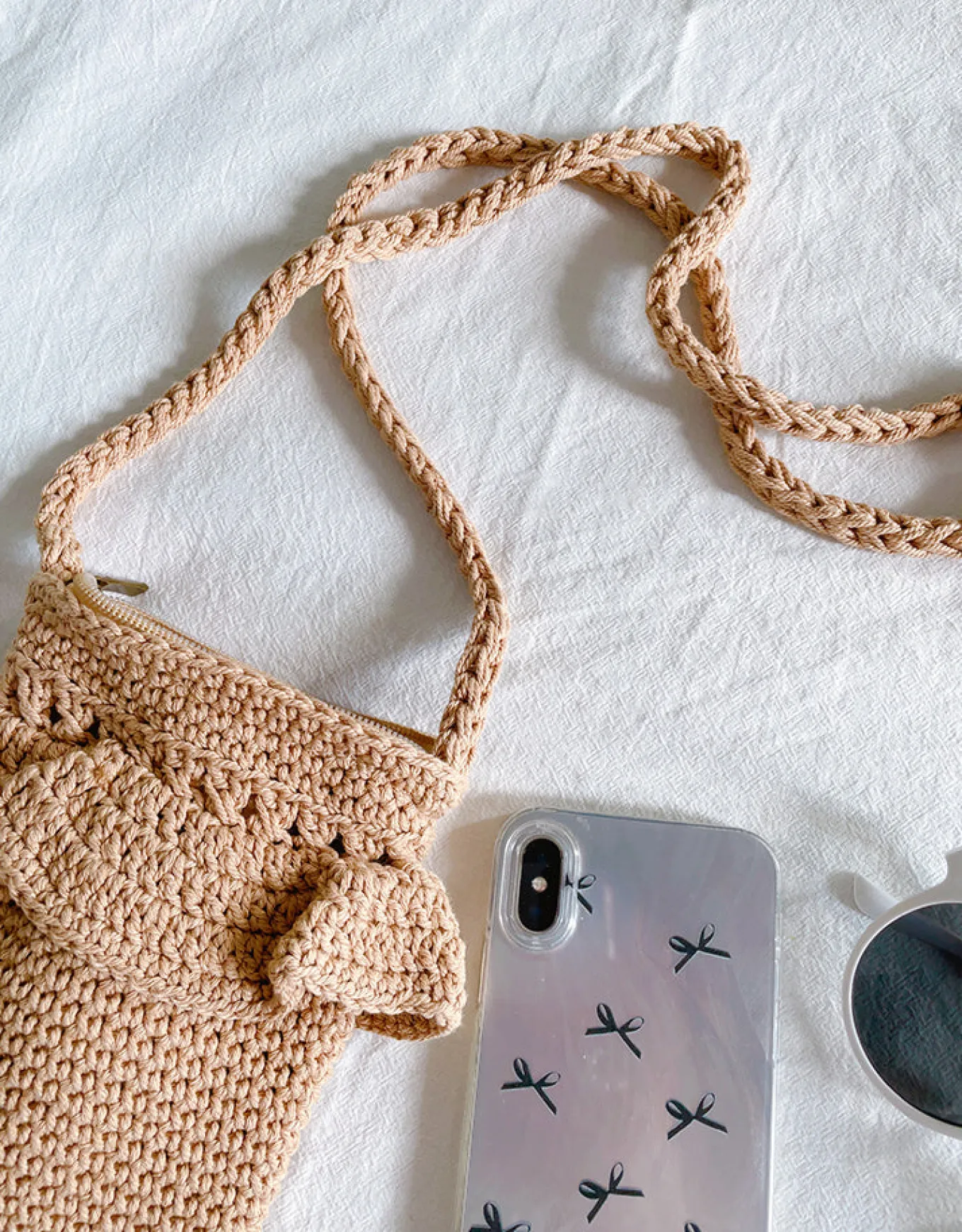 Elena Handbags Small Cotton Knitted Crossbody Bag