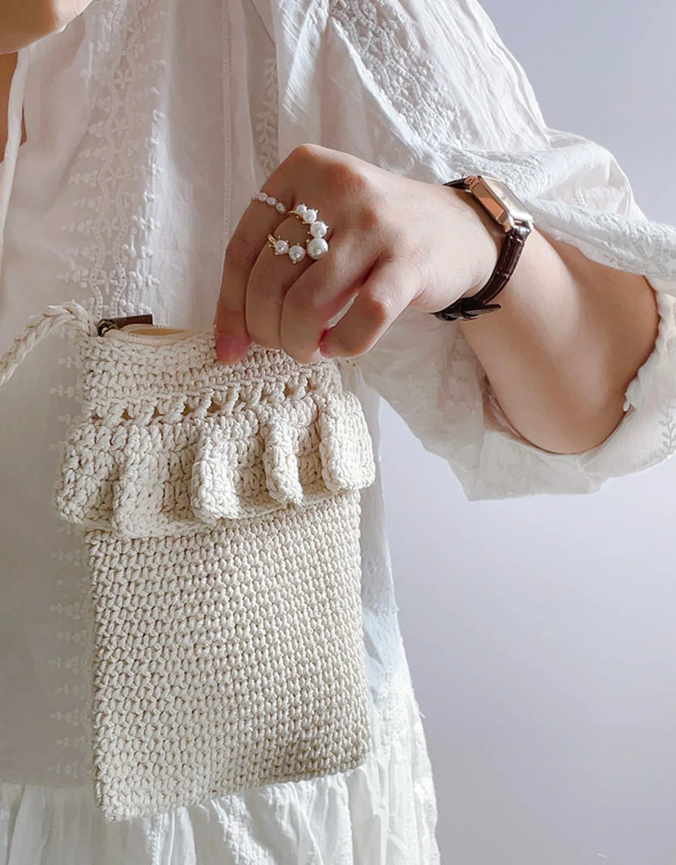 Elena Handbags Small Cotton Knitted Crossbody Bag