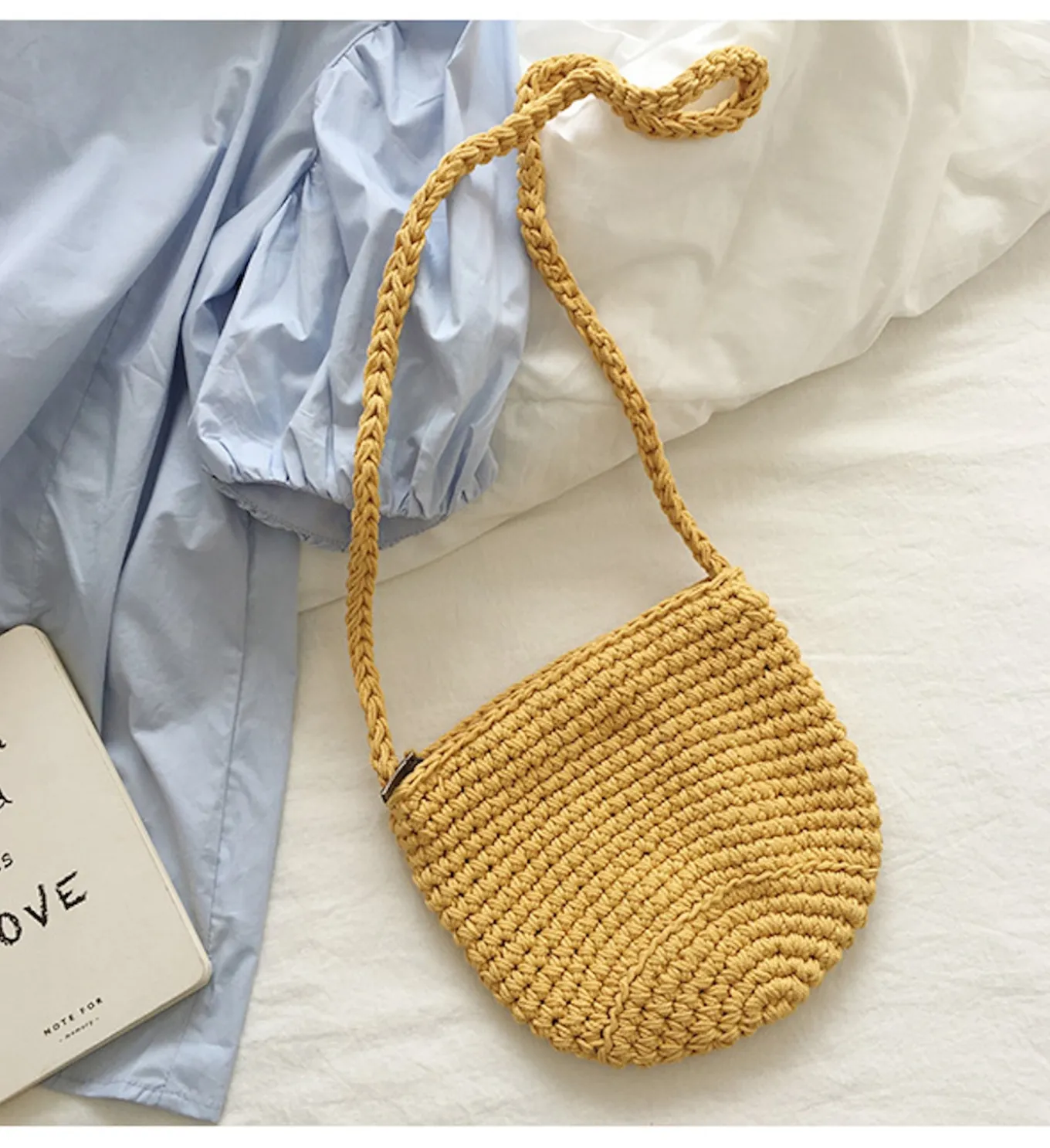 Elena Handbags Small Cotton Knitted Shoulder Bag