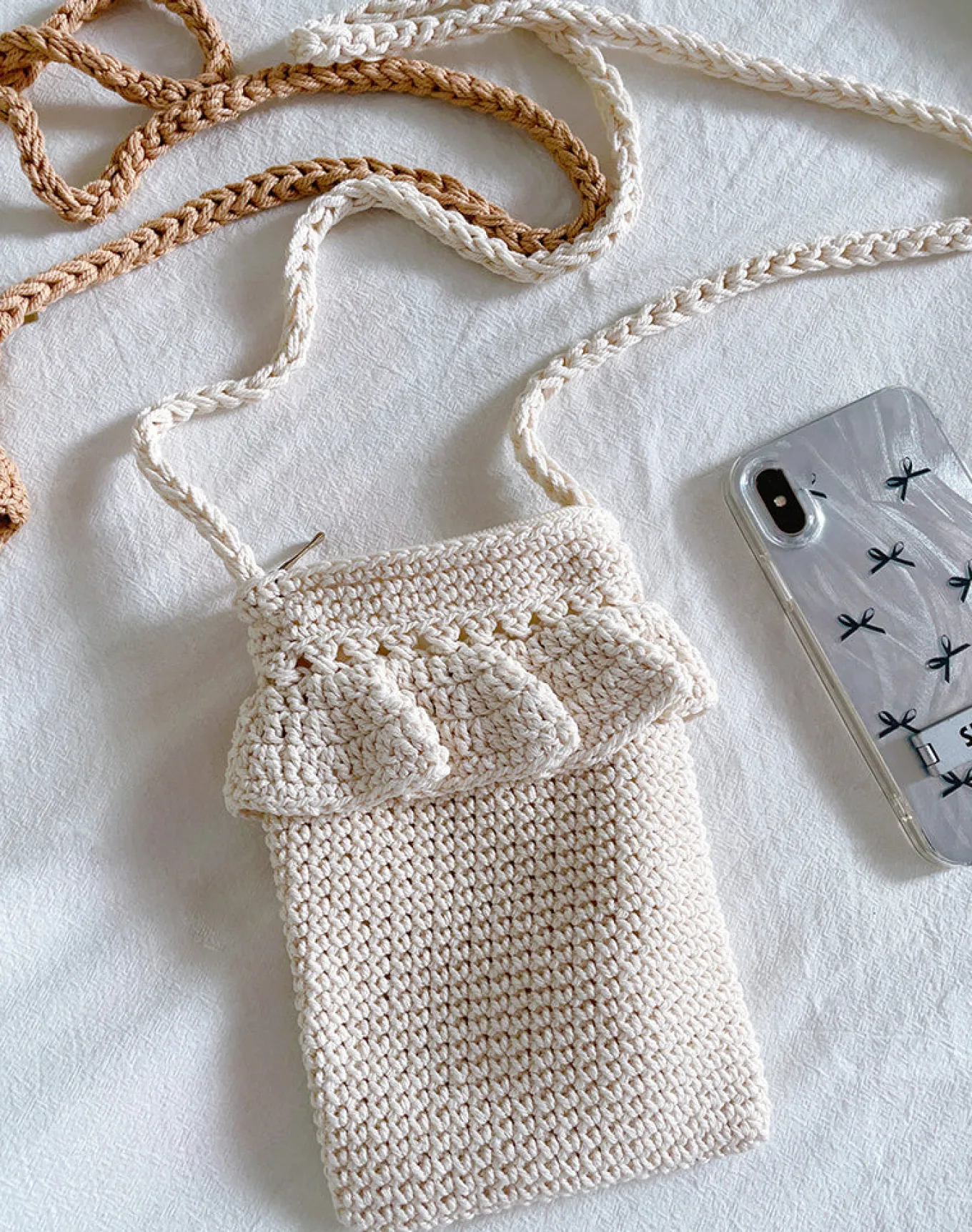 Elena Handbags Small Cotton Knitted Crossbody Bag
