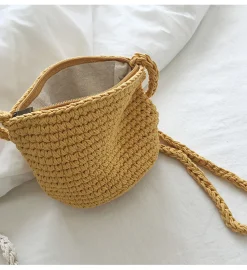 Elena Handbags Small Cotton Knitted Shoulder Bag