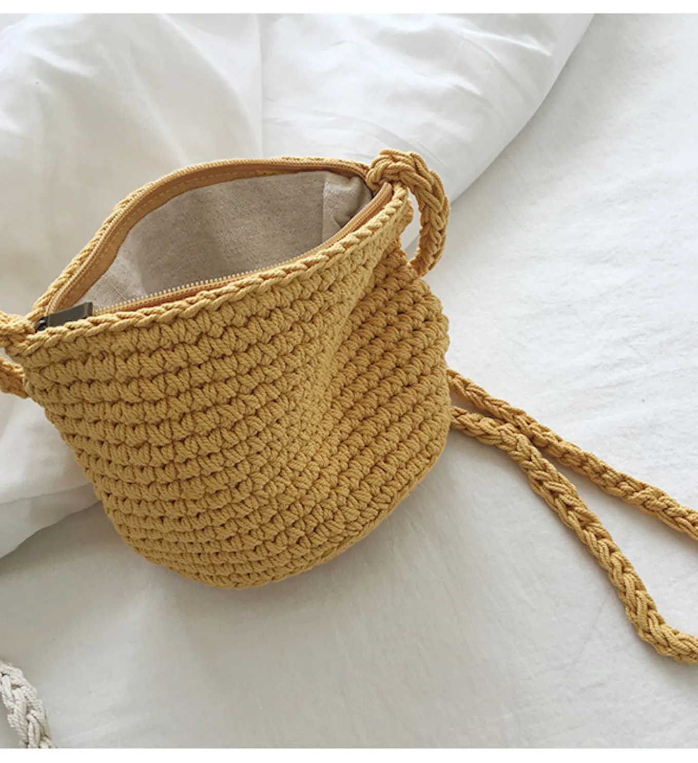 Elena Handbags Small Cotton Knitted Shoulder Bag