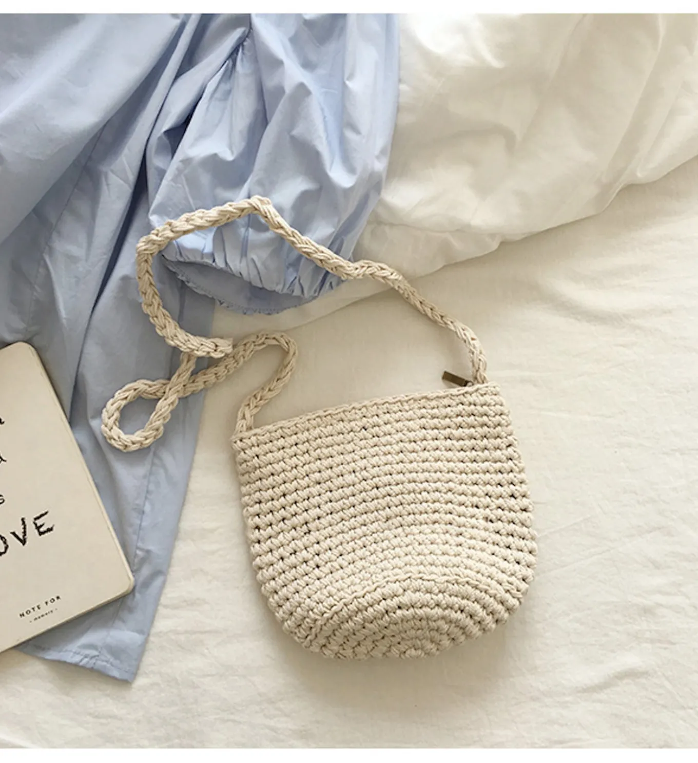 Elena Handbags Small Cotton Knitted Shoulder Bag