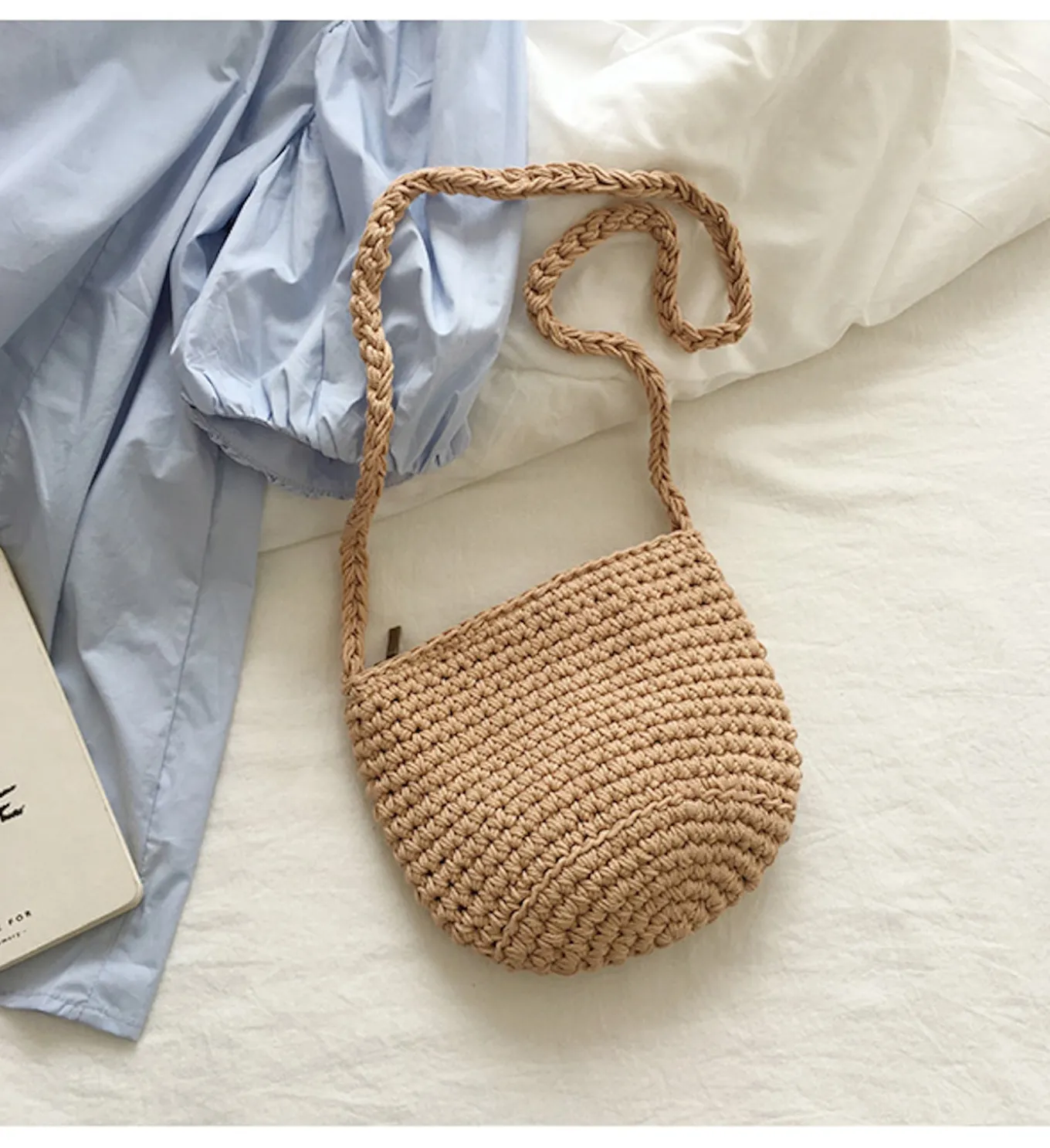 Elena Handbags Small Cotton Knitted Shoulder Bag