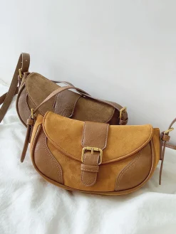 Elena Handbags Small Modern Saddle Bag