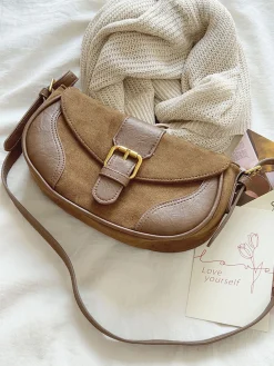 Elena Handbags Small Modern Saddle Bag
