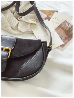 Elena Handbags Small Modern Saddle Bag