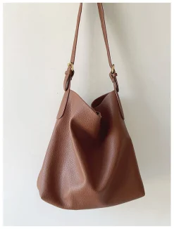 Elena Handbags Soft Leather Tote Bucket Work Bag