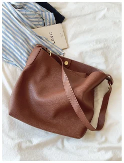 Elena Handbags Soft Leather Tote Bucket Work Bag