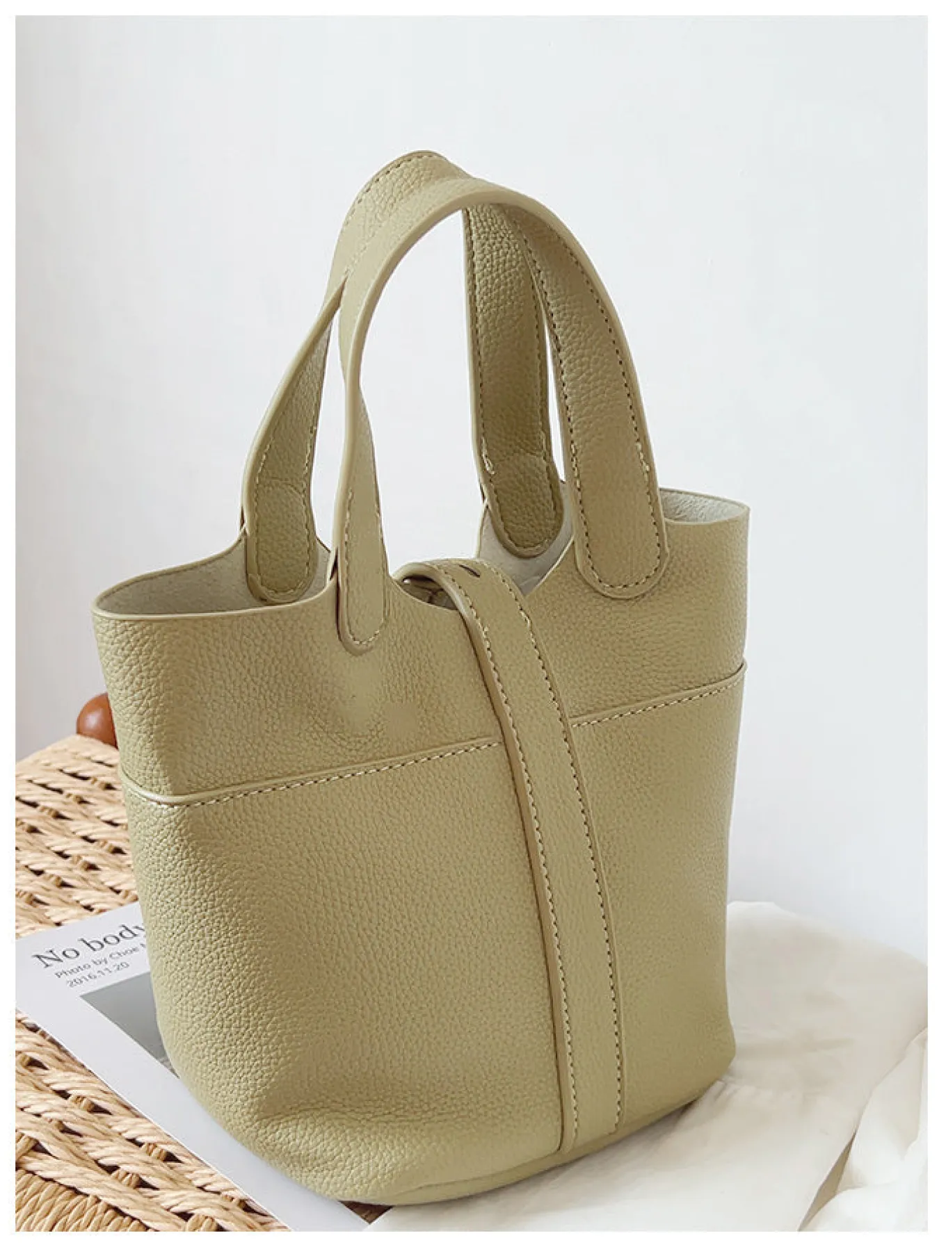 Elena Handbags Soft Leather Bucket Shoulder Bag