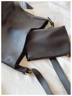Elena Handbags Soft Leather Tote Bucket Work Bag
