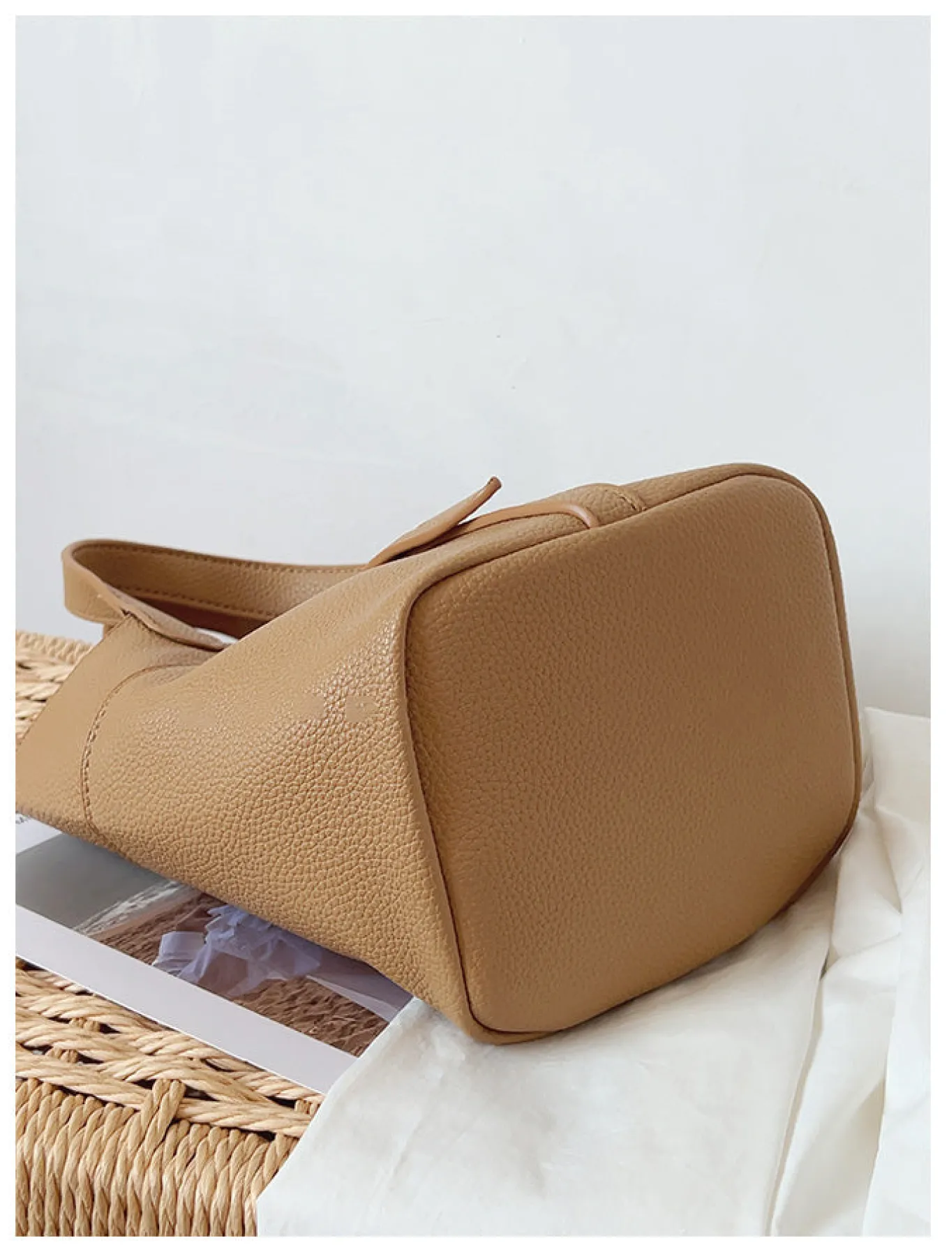 Elena Handbags Soft Leather Bucket Shoulder Bag