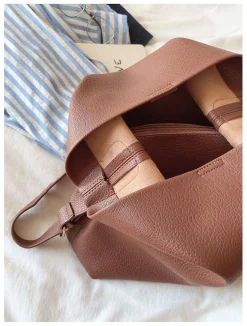 Elena Handbags Soft Leather Tote Bucket Work Bag