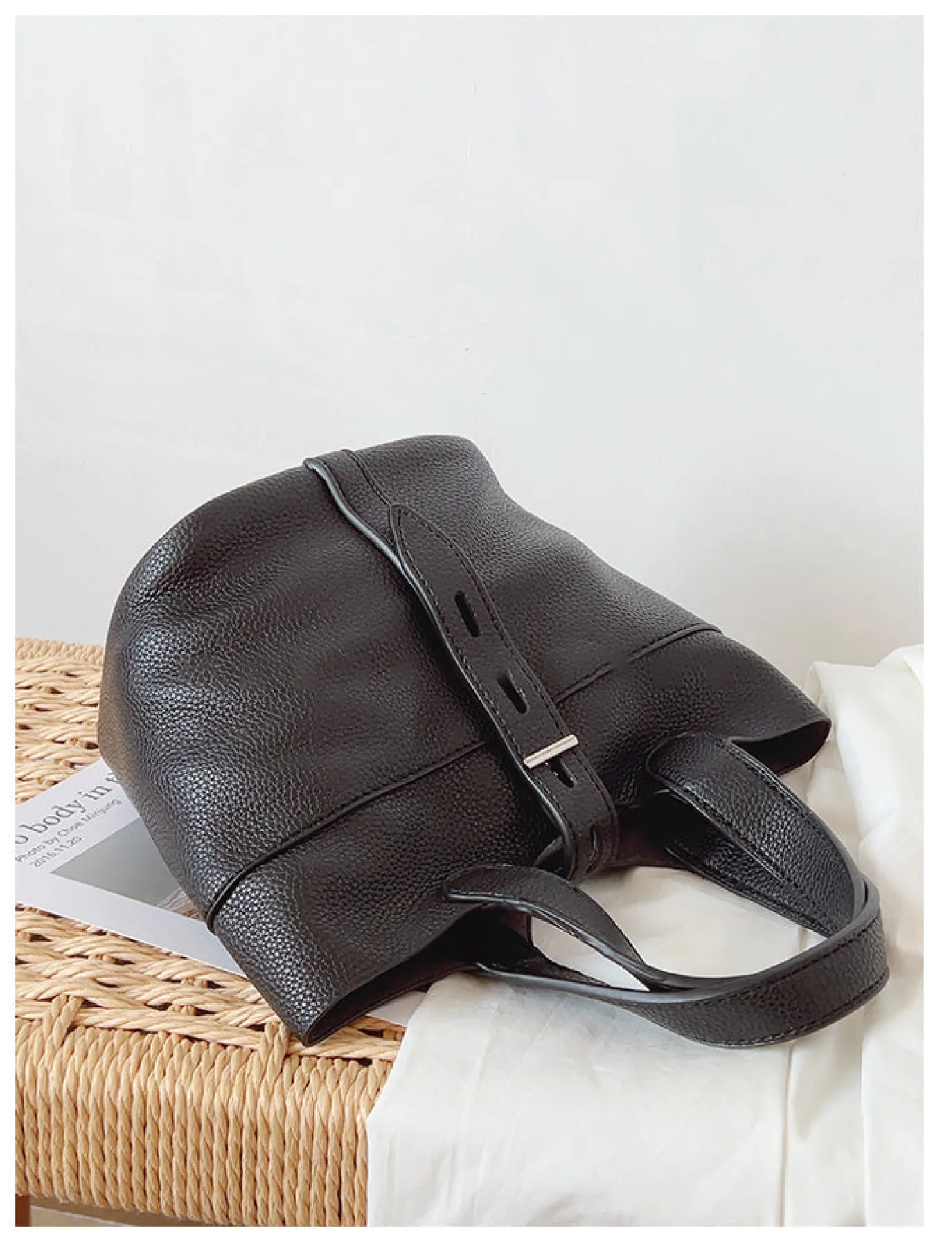 Elena Handbags Soft Leather Bucket Shoulder Bag