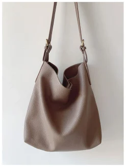 Elena Handbags Soft Leather Tote Bucket Work Bag
