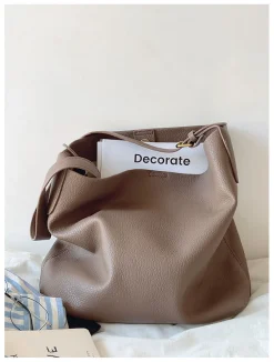 Elena Handbags Soft Leather Tote Bucket Work Bag