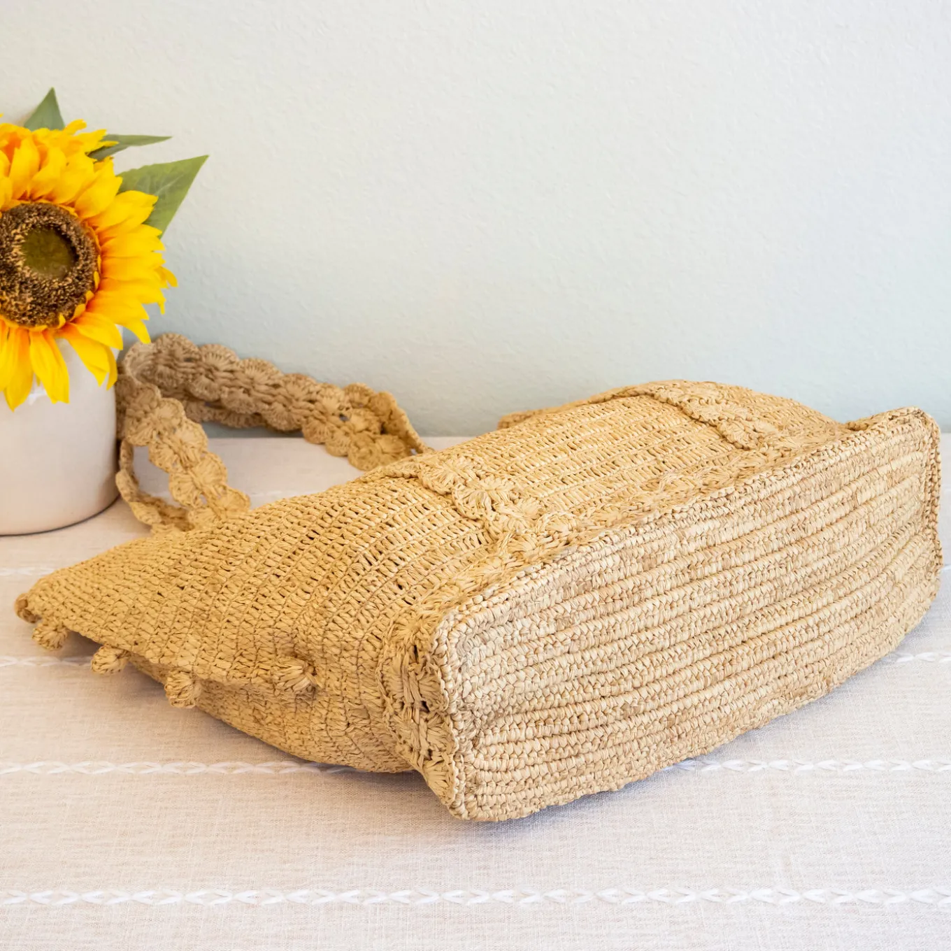 Elena Handbags Soft Raffia Woven Summer Straw Shoulder Bag