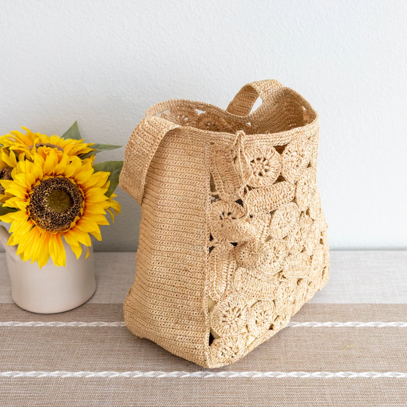 Elena Handbags Soft Raffia Woven Summer Straw Shoulder Bag