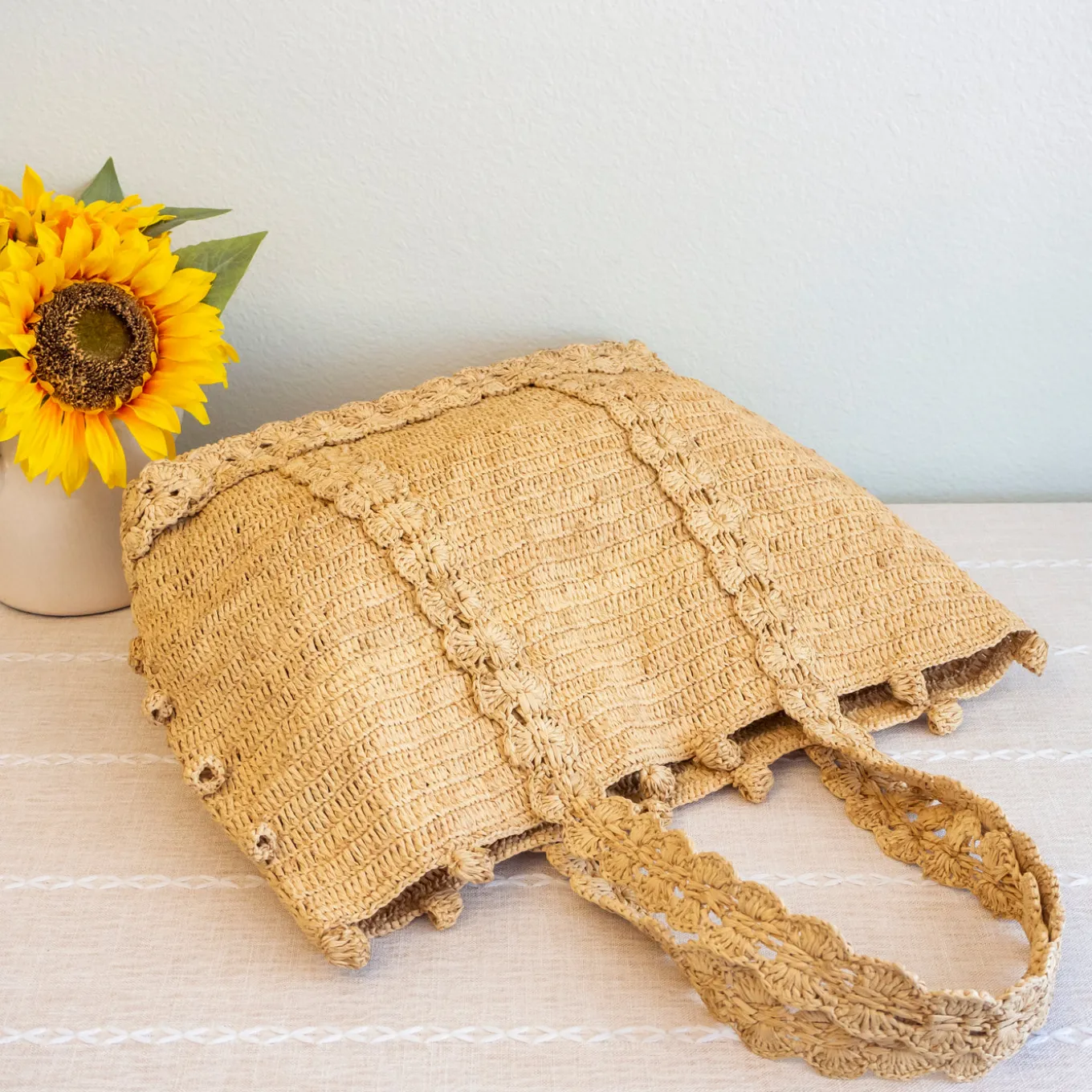 Elena Handbags Soft Raffia Woven Summer Straw Shoulder Bag