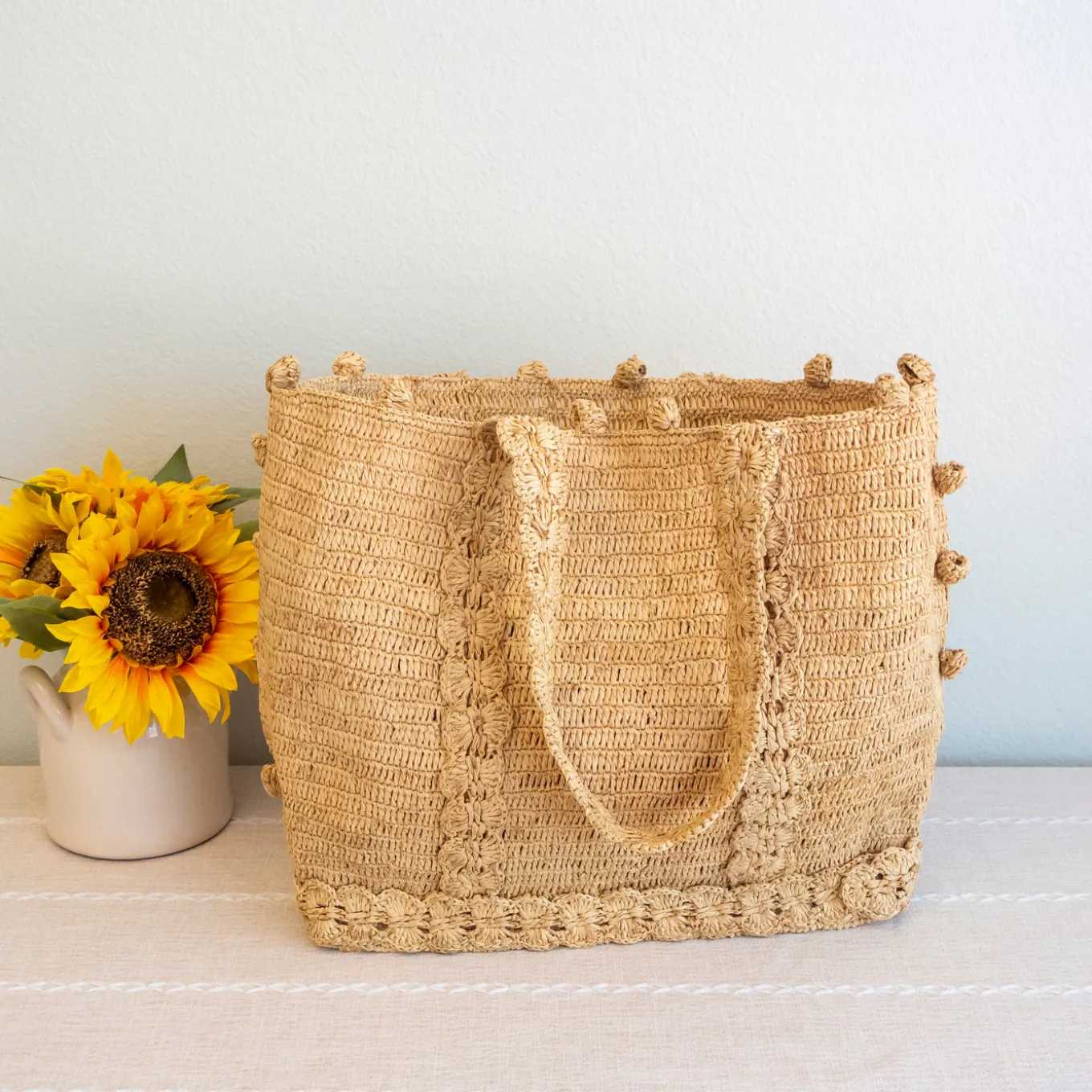 Elena Handbags Soft Raffia Woven Summer Straw Shoulder Bag
