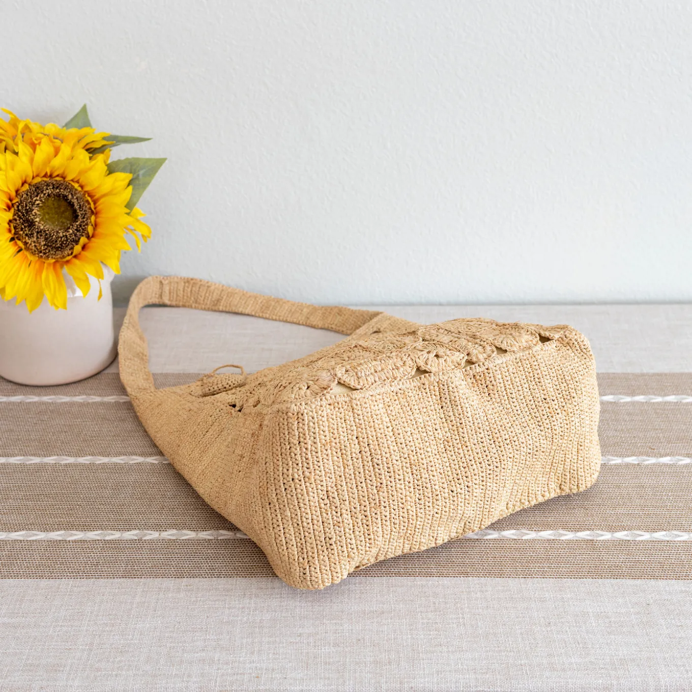 Elena Handbags Soft Raffia Woven Summer Straw Shoulder Bag