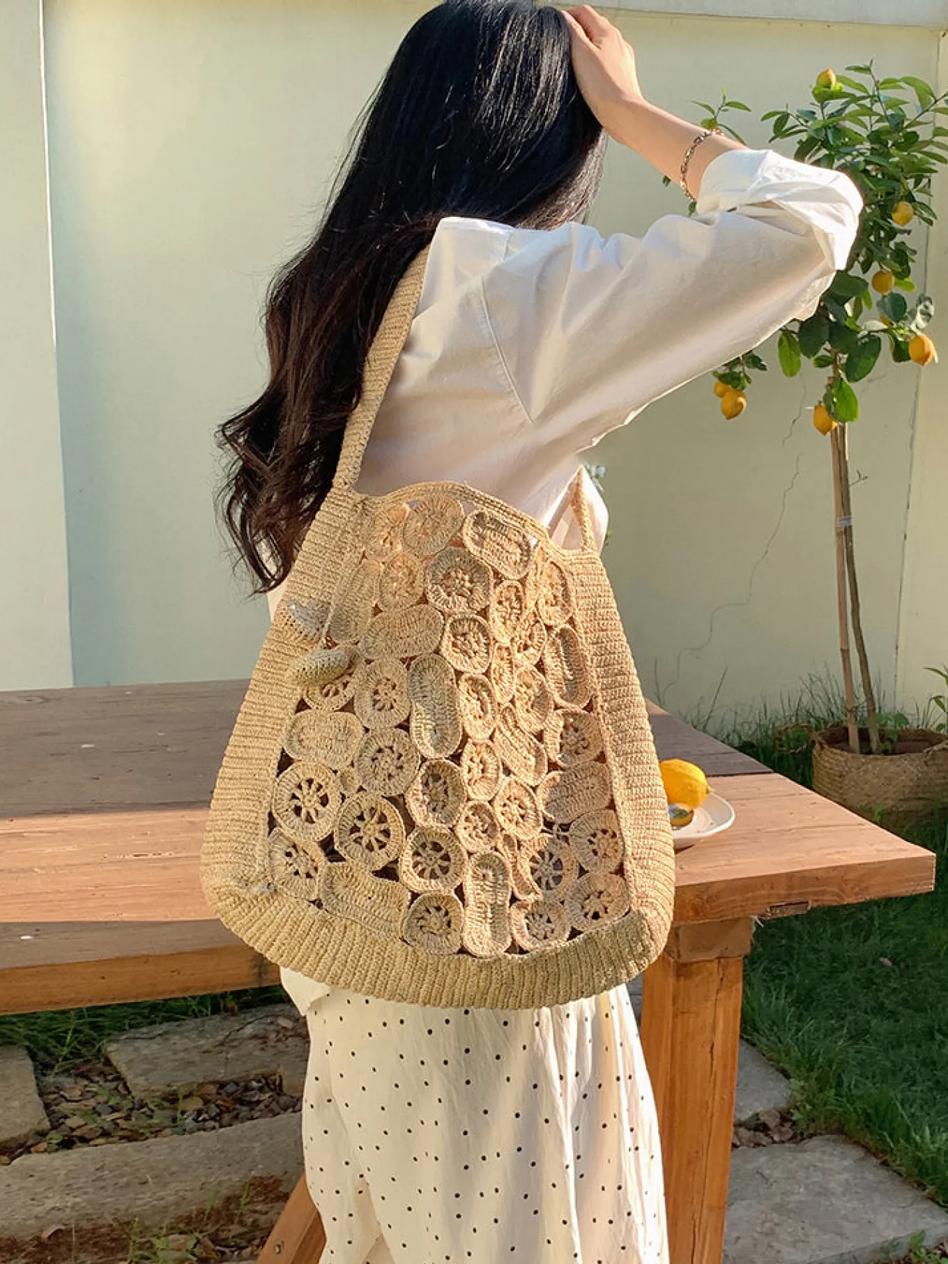Elena Handbags Soft Raffia Woven Summer Straw Shoulder Bag
