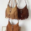 Elena Handbags Soft Suede Shoulder Bag with Tassel