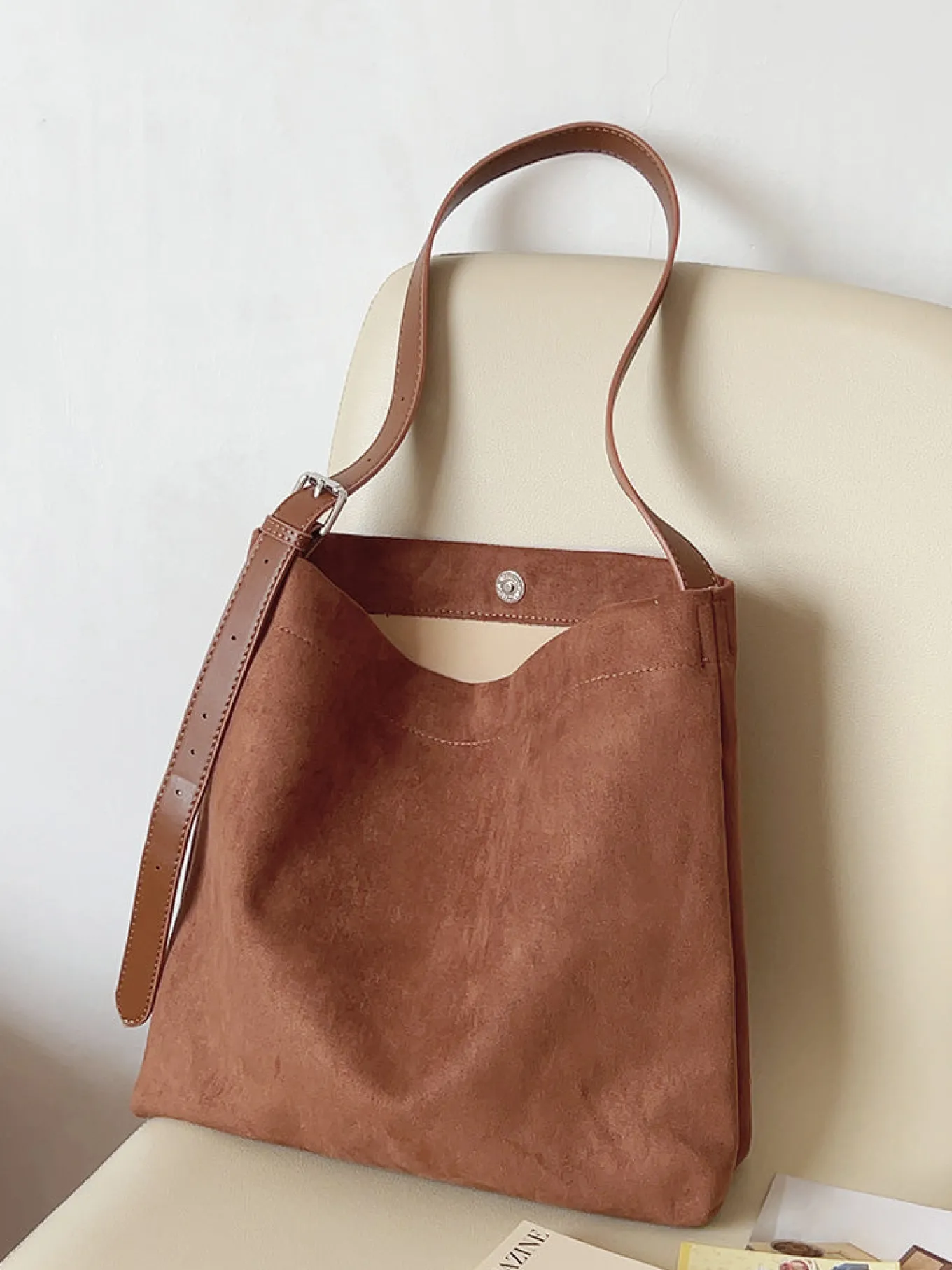 Elena Handbags Soft Suede Shoulder Bag