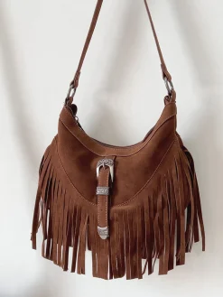 Elena Handbags Soft Suede Shoulder Bag with Tassel