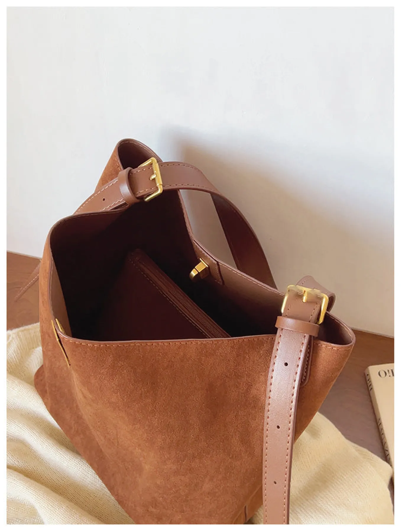 Elena Handbags Soft Suede Shoulder Bag