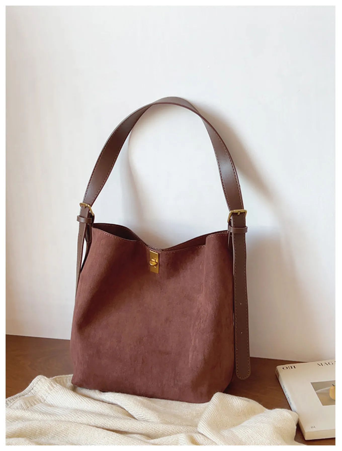 Elena Handbags Soft Suede Shoulder Bag